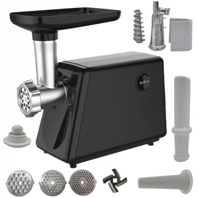 MASINA de tocat carne 3500w electrica PROFESIONALA , 4 IN 1, adaptor rosii, carnati, chiftele NEGRU LUCIOS CAMPION CMP1671