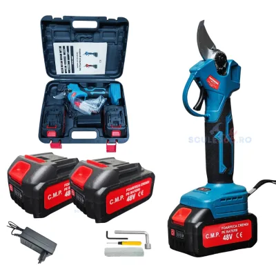 Foarfeca electrica cu 2 acumulatori 48V x 8AH, pentru gradina, diametru taiere 27mm, Valiza, profesional e-XPERT ORIGINAL Protools CMP1612