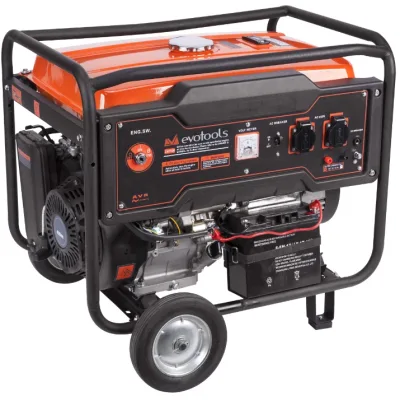 Generator curent 5500W, pornire la cheie, 10.7cp, 25l rezervor, roti transport. EPTO GG 5500A, Evotools 679005