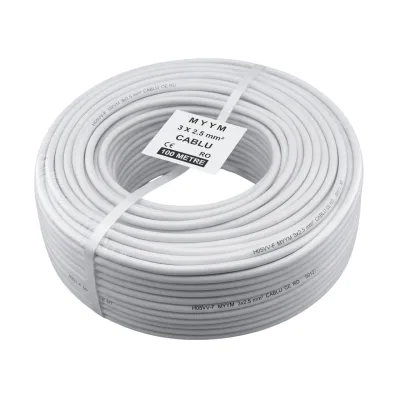 Cablu electric 100m [3x2.5mm] curent 3x2.5 mm², cupru, izolatie PVC dublu strat, 300/500V, flexibil, pentru instalatii electrice rezidentiale, comerciale si industriale