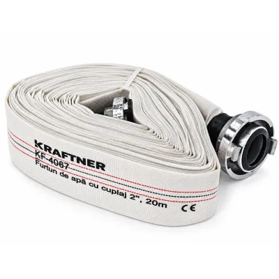 Furtun de apa 2" cu cuplaj, 20 m, pentru motopompe si pompe de apa, KRAFTNER KF-4067