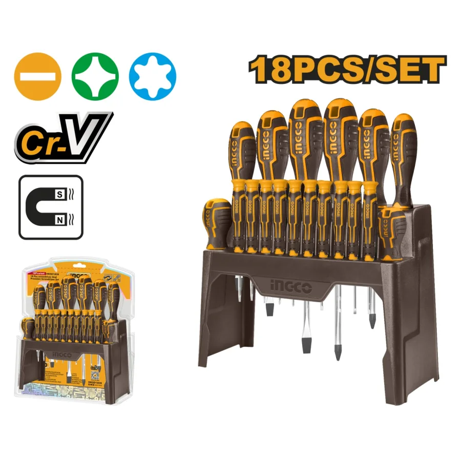 Set 18 șurubelnițe de precizie CR-V INGCO