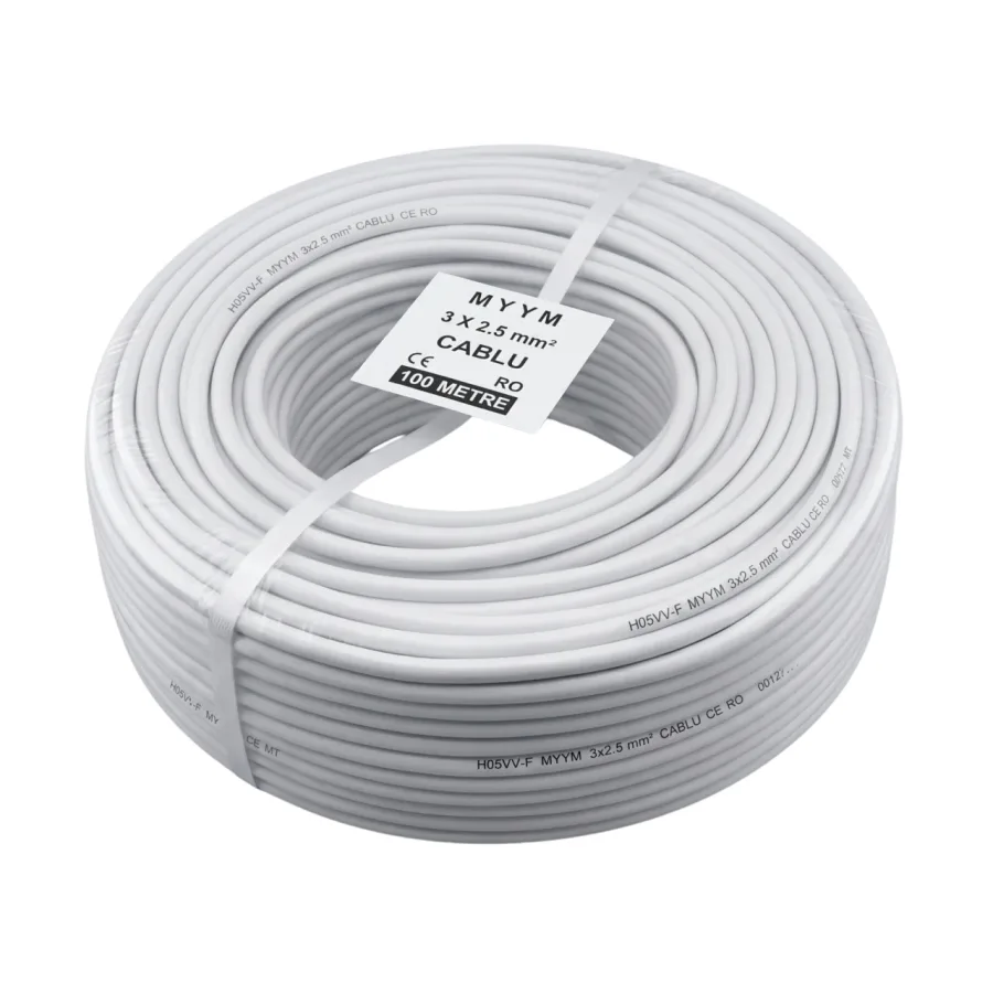 Cablu electric 100m [3x1.5mm] curent 3x1.5 mm², cupru, izolatie PVC dublu strat, 300/500V, flexibil, pentru iluminat si instalatii electrice de joasa tensiune