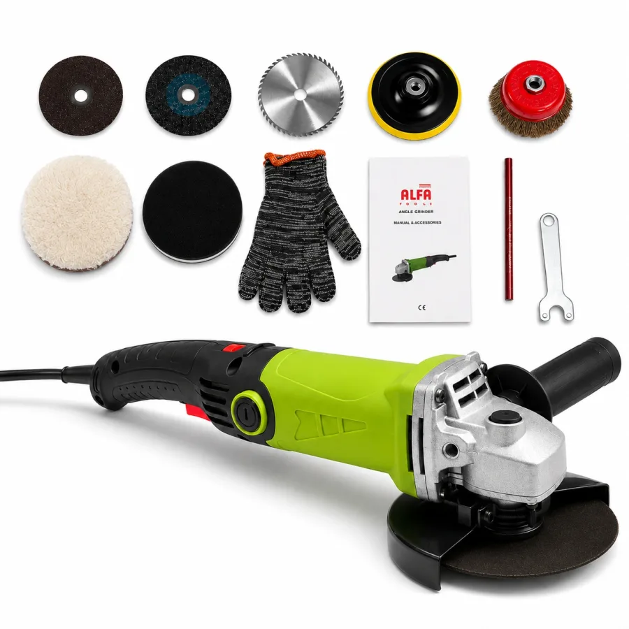Polizor Unghiular 125mm cu Reglaj Turatie 3000-11000rpm si Accesorii, 3000W, Model Verde CMP1161V, Blocare Ax, 6 Trepte Viteza, Maner Lateral Reglabil