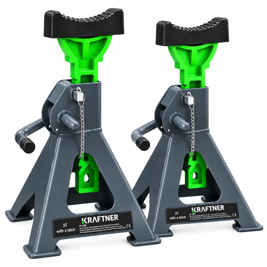Capra auto (suport ax) 3 tone, inaltime reglabila 30-42 cm, blocare cu clichet, KRAFTNER KF-2268