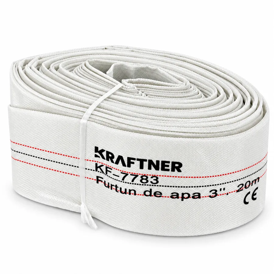 Furtun de apa 3", 20 m, pentru motopompe si pompe de apa, KRAFTNER KF-7783