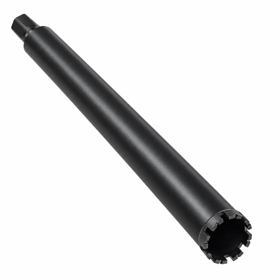 Carota diamantata segmentata 51 x 400 mm, segmente cu cobalt sudate laser, filet 1-1/4 UNC, pentru beton armat si zidarie, KRAFTNER KF-9082