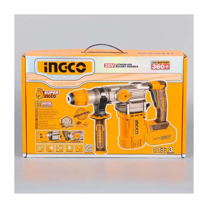 Ciocan rotopercutor 4.5J, 930rpm, 4400bpm, 20V Brushless Fara Acumulator Ingco CRHLI20288 — imaginea 12