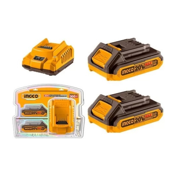 Baterie (Acumulator) 20V 2Ah Set 2 buc cu Incarcator P20S Ingco FBCPK1222E