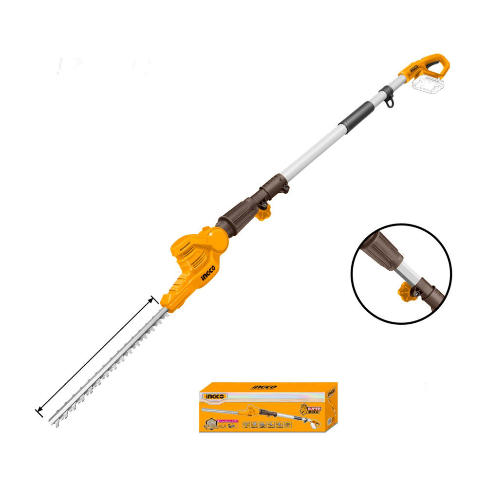 Fierastrau Gard Viu 20V cu Tija Telescopica 2.4m cu Acumulator Ingco CPHT2016012