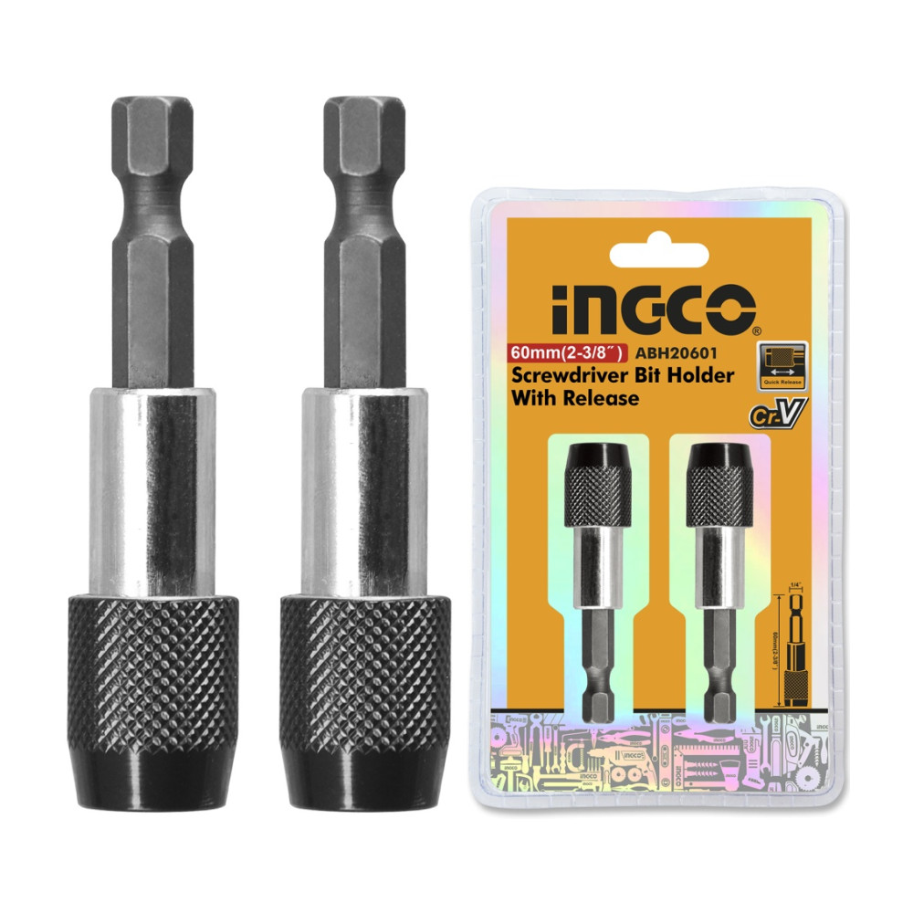 Prelungitor Bits cu Eliberare Rapida Set 2buc 60mm INGCO ABH20601 – Rapiditate si Precizie in Lucrarile de Insurubare