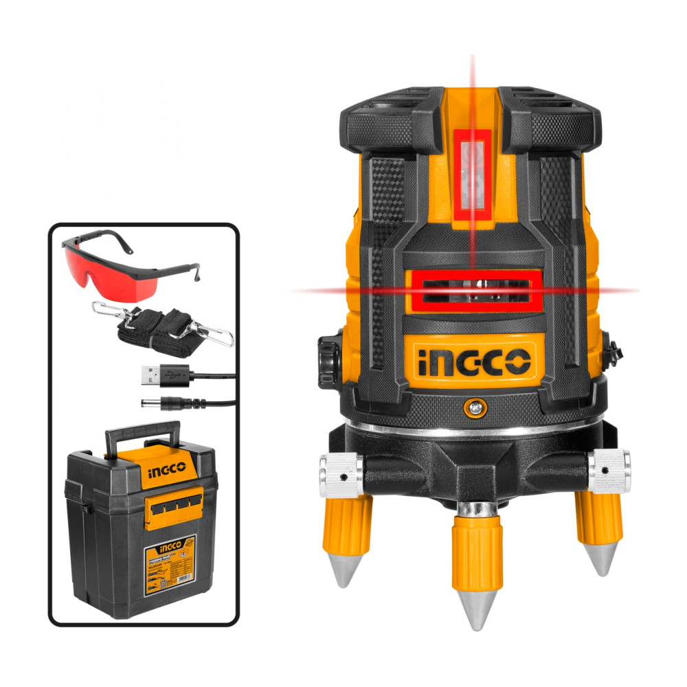 Nivela cu Laser Rosu Rotativa 360 grade, 0-30, Ingco HLL306505