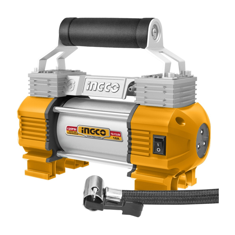 Compresor aer Auto 12V cu 2 Cilindri 8bar, 120PSI Ingco AAC2508