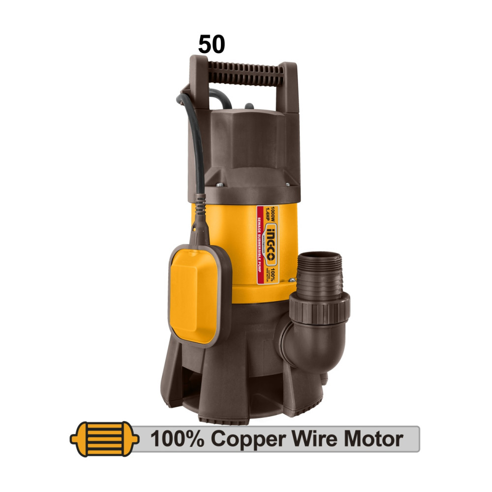 Pompa Submersibila apa murdara Plastic cu Plutitor 1000W, Ingco SPD10001