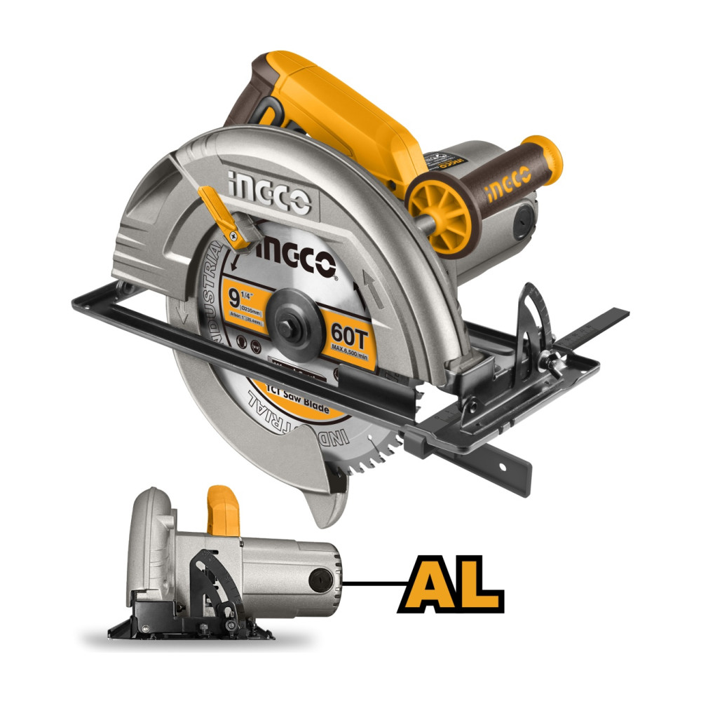 Fierastrau Circular 2200W, 235mm, 3800rpm, carcasa aluminiu, Ingco CS2358