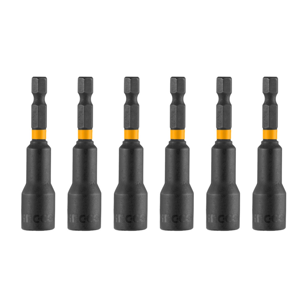 Cheie Bit Magnetica 6-12mm, tubulara hex 1/4 set de 6 bucati, Ingco AMN65061