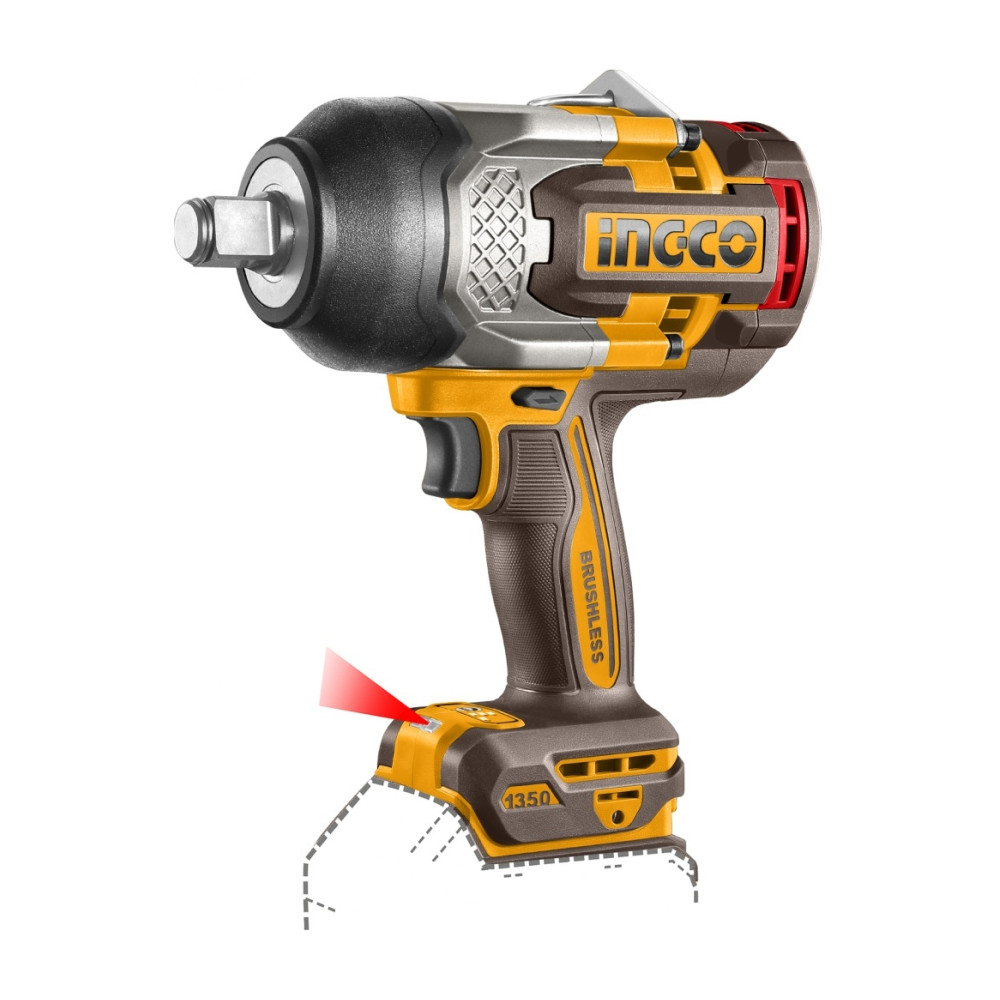 Masina de insurubat Pistol cu impact 1900nM, 2200rom, 20V, fara acumulator P20S, Ingco CIWLI201351