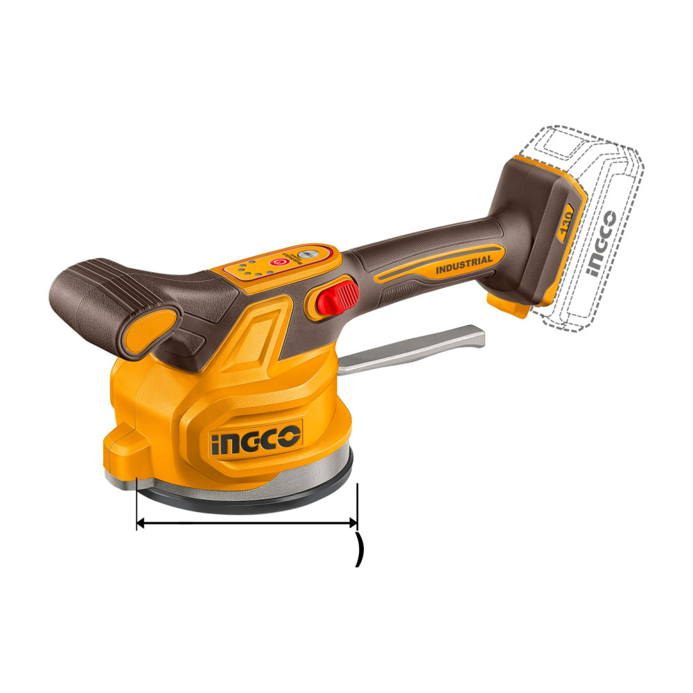 Vibrator cu ventuza pentru placi ceramice 20V, diametru 130mm, 60kg, fara acumulator INGCO CTVLI2001