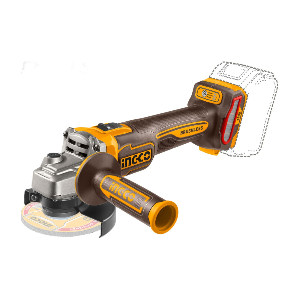 Polizor Unghiular Brushless 20V 125mm 1200W cu variator turatie, 9000rpm, fara acumulator INGCO – CAGLI221253