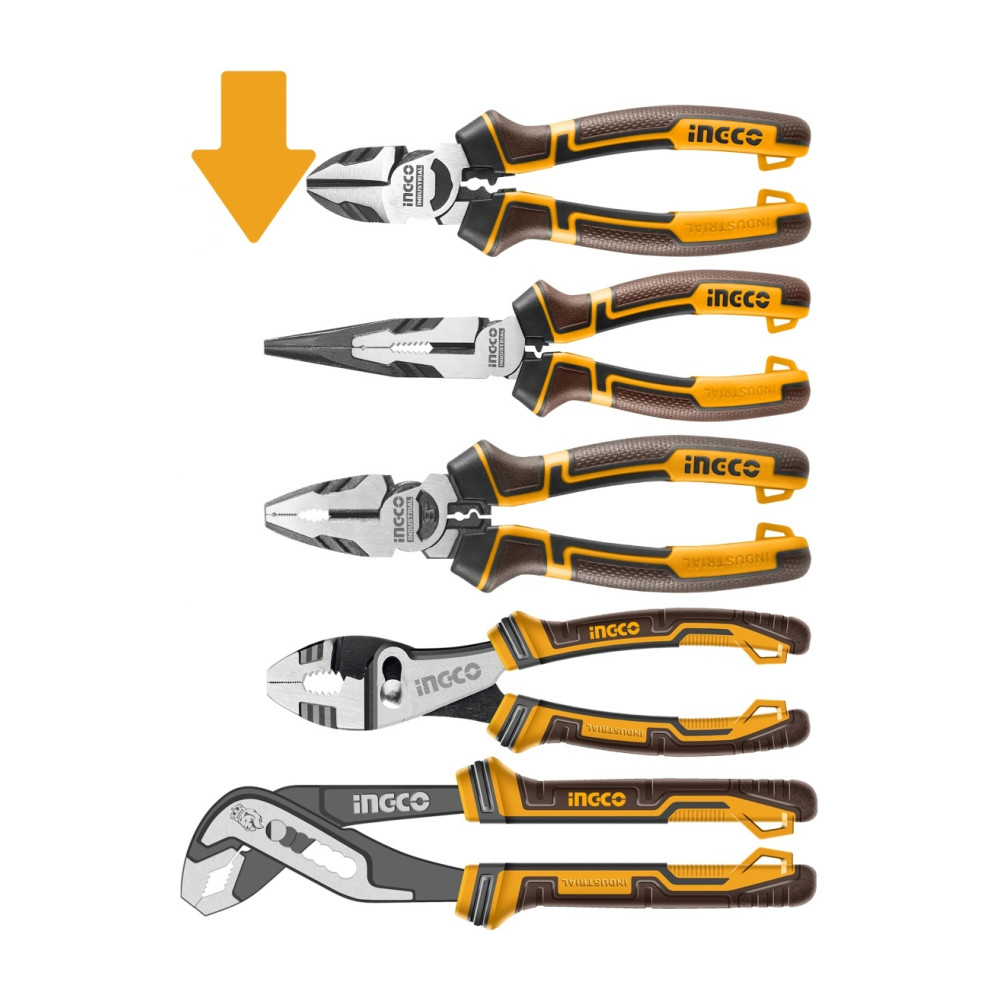 Set Patenti Profesional 5 buc INGCO HKPS28588, otel Cr-V, maner TPR cauciucat, efect parghie mare, multifunctional, finisaj negru polisat