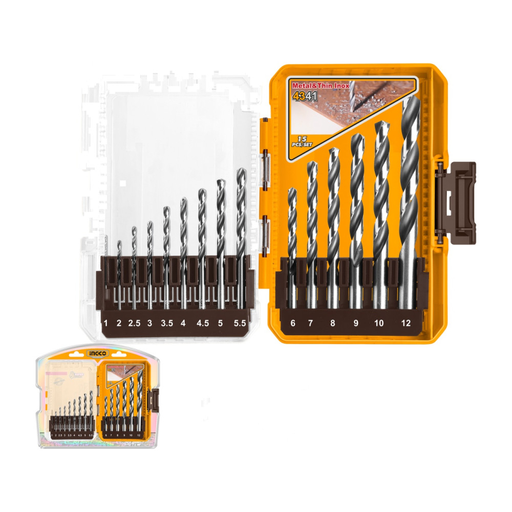 Set Burghie Metal 15 buc AKDL51506 – HSS 4341, 1-12mm, Burghie Precizie pentru Otel si Metale