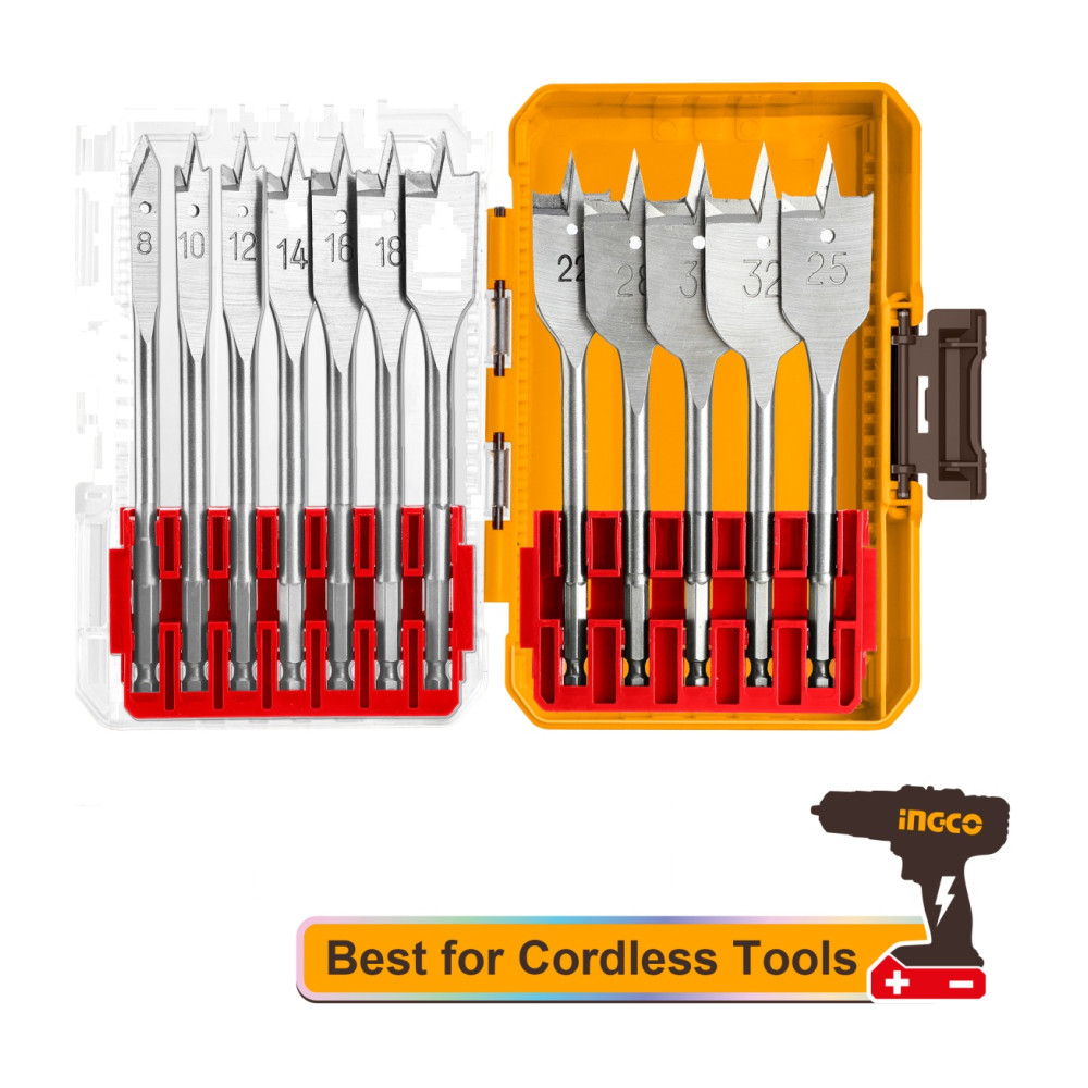 Set Burghie Plate Lemn 12buc 8-32mm Prindere Hex 1/4" Lungime 152mm AKDL1206 – burghie plate pentru gaurire rapida in lemn