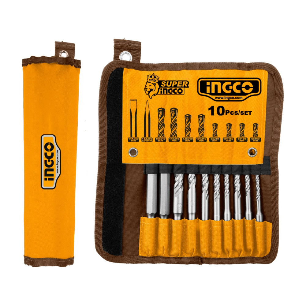 Set Burghie SDS Plus 10buc Beton + Dalti 6-16mm x 160-210mm AKD2101 – set burghie rotopercutor SDS Plus profesional