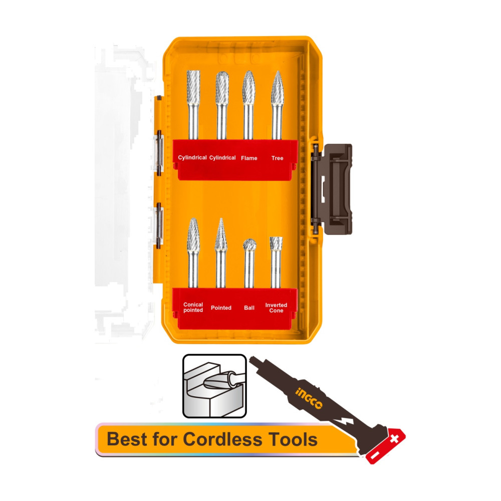Set Freze Biax 8buc Carbură Tungsten Double Cut Prindere 6mm AKDL10801 – freze rotative pentru debavurare si prelucrare metal