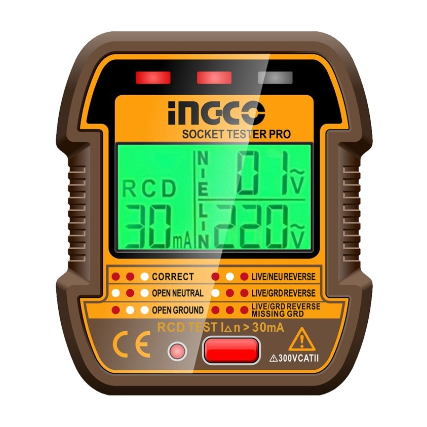 Tester Priza HESST30011 – tester electric priza cu afisaj LCD si functie test RCD 90-250V