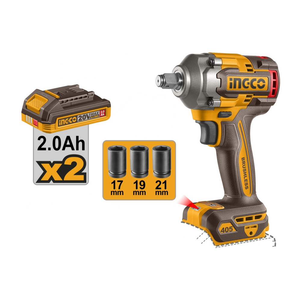 Filetanta Impact 20V CIWLI2045E – 405Nm Strangere, 555Nm Desfacere, Brushless, 1/2”, 3 Trepte, 2…