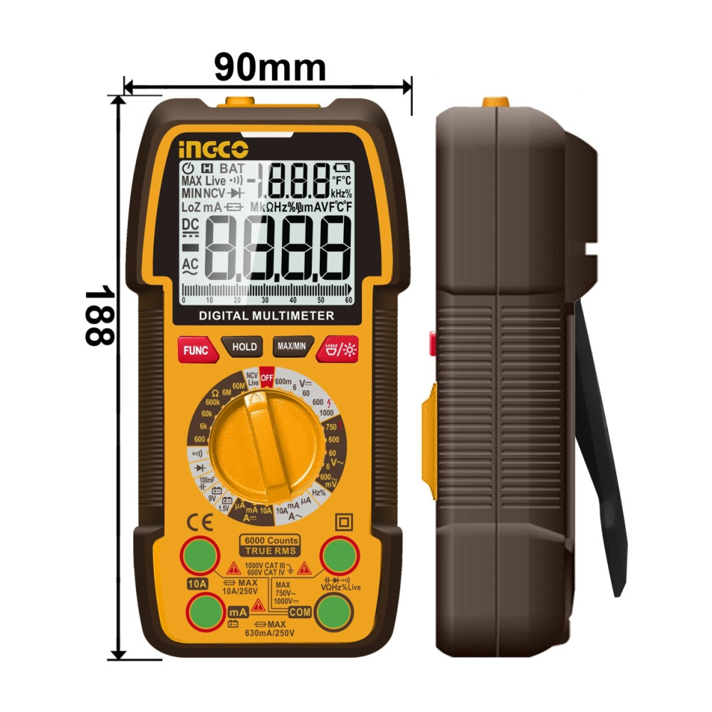 Multimetru Digital Industrial DM310002 – TRU RMS 6000 Puncte, 1000V DC / 750V AC, 10A, NCV, Masurare Profesionala Avansata