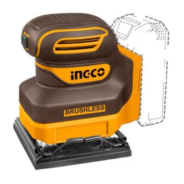 Slefuitor oscilant INGCO, 20V, Brushless, talpa 110x100mm, 12000 RPM, 5 hartii abrazive incluse, fara acumulator si incarcator, cod produs CPSLI2024