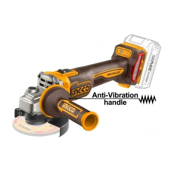 Flex unghiular INGCO CAGLI212025, 20V, Brushless, 115mm, 1200W, 3000/6000/9000 RPM, filet M14…