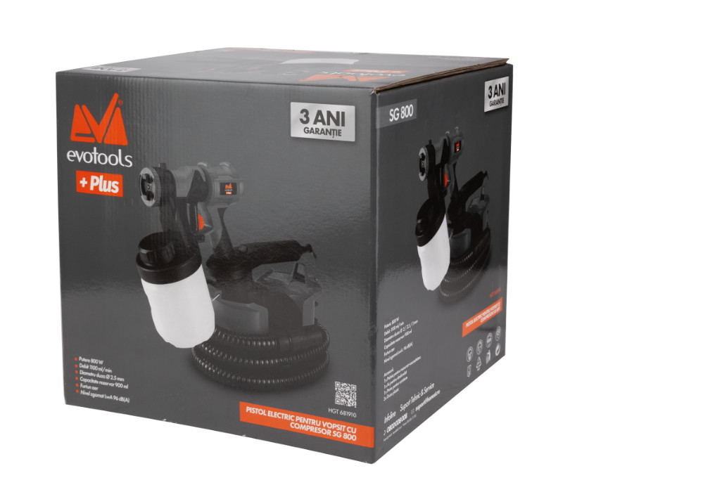 Pistol Electric pentru Vopsit 800 W cu Compresor SG 800 Evotools