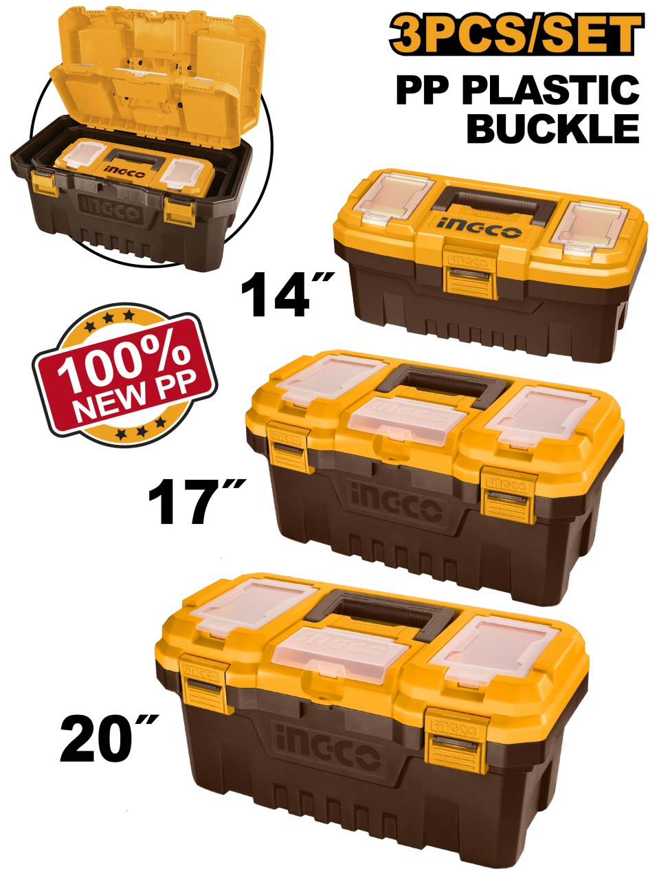 Cutii Depozitare Scule Set 3 buc INGCO PBXK0301