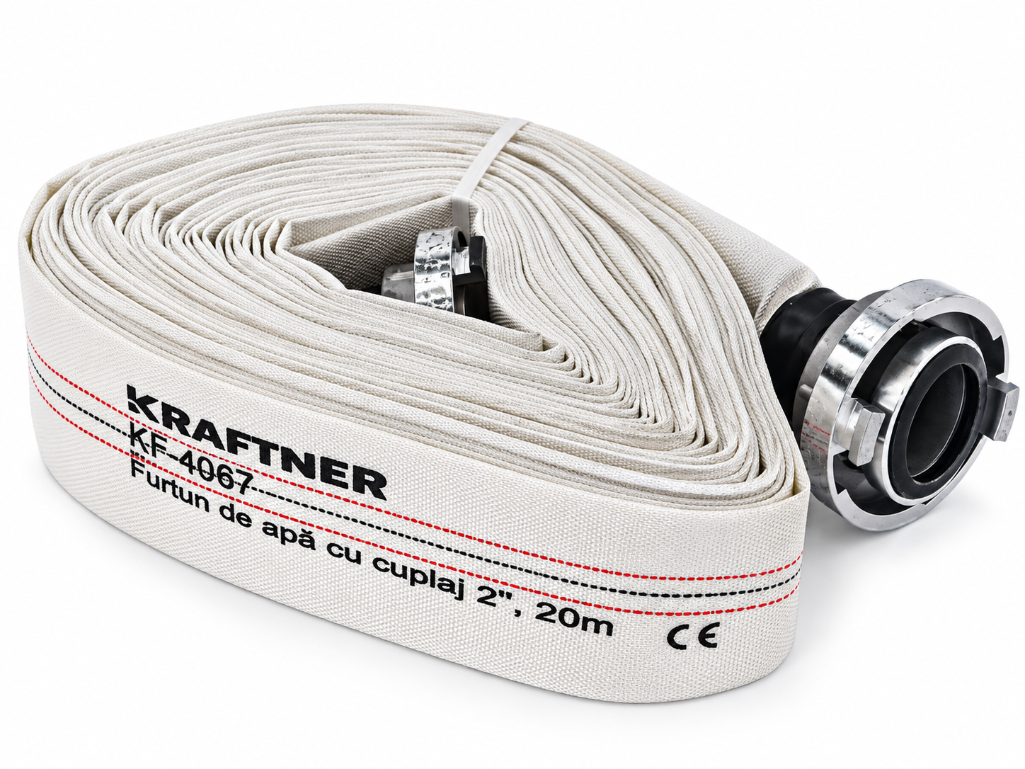 Furtun de apa 2" cu cuplaj, 20 m, pentru motopompe si pompe de apa, KRAFTNER KF-4067